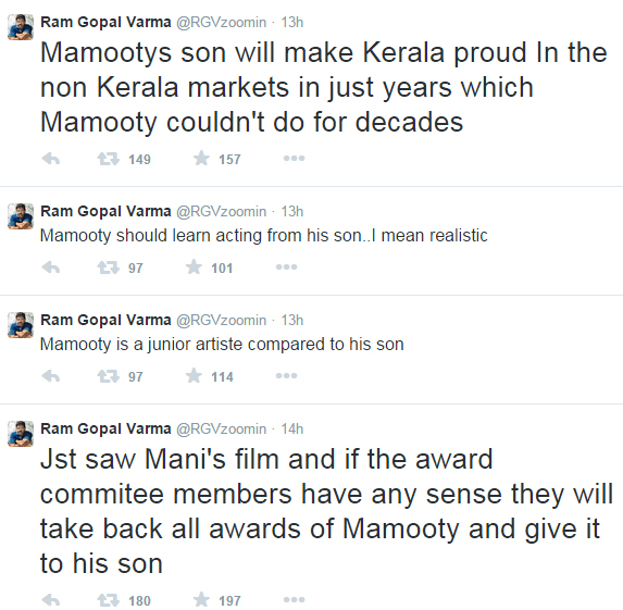 Mammootty is nothing compared to Dulquer Salmaan, say Ram Gopal Varma-Onlooekrs Media