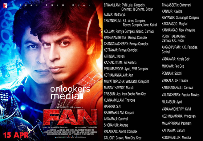 Fan Kerala theater list-Shahrukh Khan